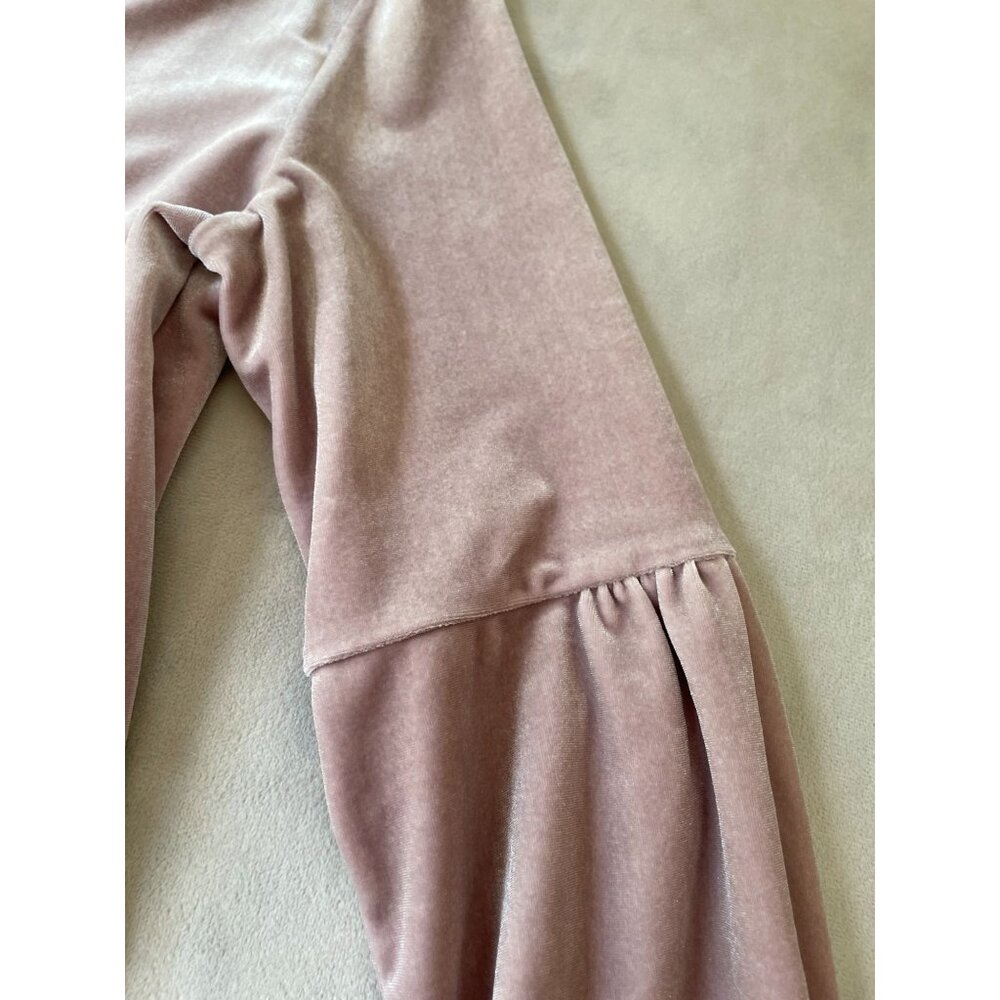 Madewell Pink Velvet V-Neck Long Sleeve Dress For Women Y2K Boho Cottagecore XS - Picture 8 of 9